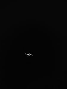 Preview wallpaper airplane, sky, bw, dark, minimalism