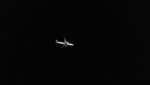 Preview wallpaper airplane, sky, bw, dark, minimalism