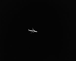 Preview wallpaper airplane, sky, bw, dark, minimalism