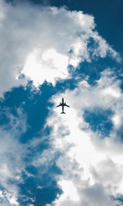 Preview wallpaper airplane, sky, clouds, bottom view