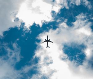 Preview wallpaper airplane, sky, clouds, bottom view