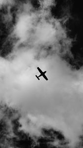 Preview wallpaper airplane, sky, clouds, bw