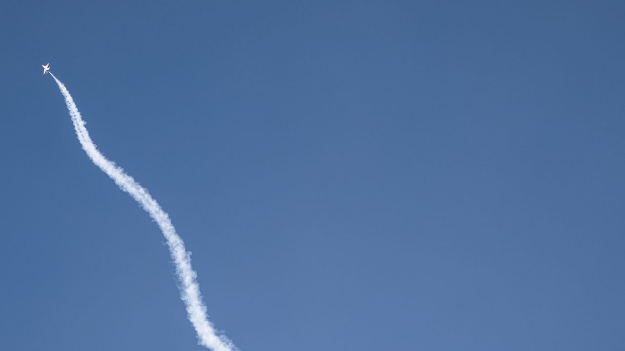 Wallpaper airplane, sky, flight, blue, minimalism