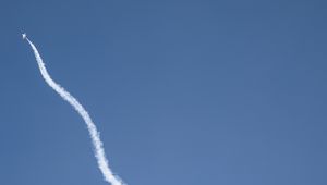 Preview wallpaper airplane, sky, flight, blue, minimalism