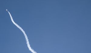 Preview wallpaper airplane, sky, flight, blue, minimalism