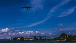 Preview wallpaper airplane, sky, flight, clouds