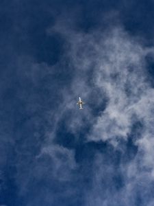 Preview wallpaper airplane, sky, flight, clouds, bottom view