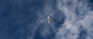 Preview wallpaper airplane, sky, flight, clouds, bottom view