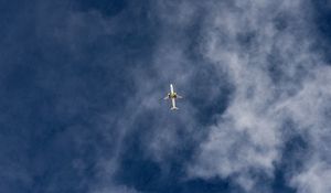 Preview wallpaper airplane, sky, flight, clouds, bottom view