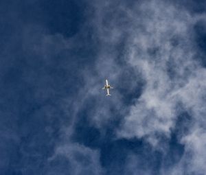 Preview wallpaper airplane, sky, flight, clouds, bottom view