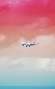 Preview wallpaper airplane, sky, flight, gradient, colorful, clouds