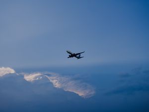 Preview wallpaper airplane, sky, flight, clouds, minimalism