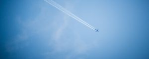 Preview wallpaper airplane, sky, smoke, trail