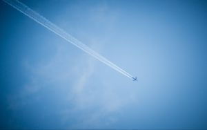 Preview wallpaper airplane, sky, smoke, trail