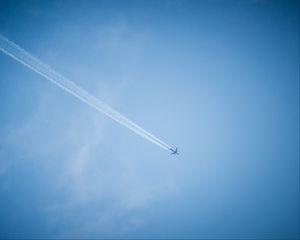 Preview wallpaper airplane, sky, smoke, trail