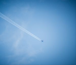 Preview wallpaper airplane, sky, smoke, trail