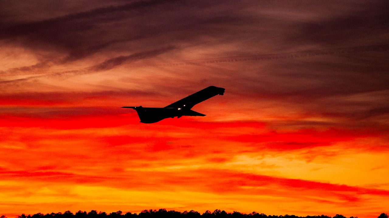 Wallpaper airplane, sunset, sky, flight