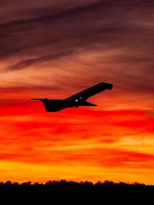 Preview wallpaper airplane, sunset, sky, flight