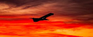 Preview wallpaper airplane, sunset, sky, flight