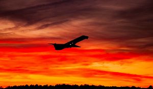 Preview wallpaper airplane, sunset, sky, flight