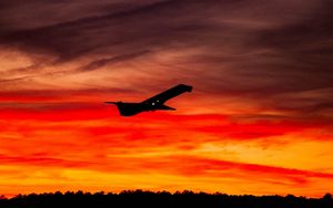 Preview wallpaper airplane, sunset, sky, flight