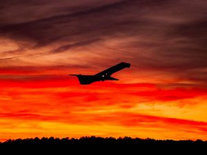 Preview wallpaper airplane, sunset, sky, flight