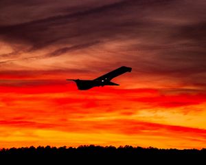 Preview wallpaper airplane, sunset, sky, flight