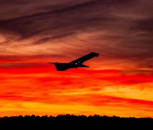 Preview wallpaper airplane, sunset, sky, flight