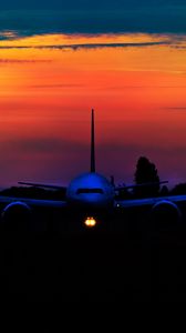 Preview wallpaper airplane, sunset, sky