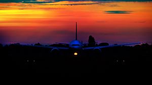 Preview wallpaper airplane, sunset, sky