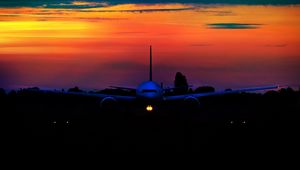 Preview wallpaper airplane, sunset, sky