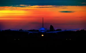 Preview wallpaper airplane, sunset, sky