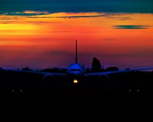 Preview wallpaper airplane, sunset, sky