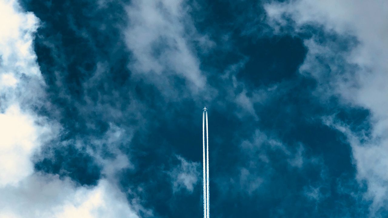 Wallpaper airplane, takeoff, clouds, flight