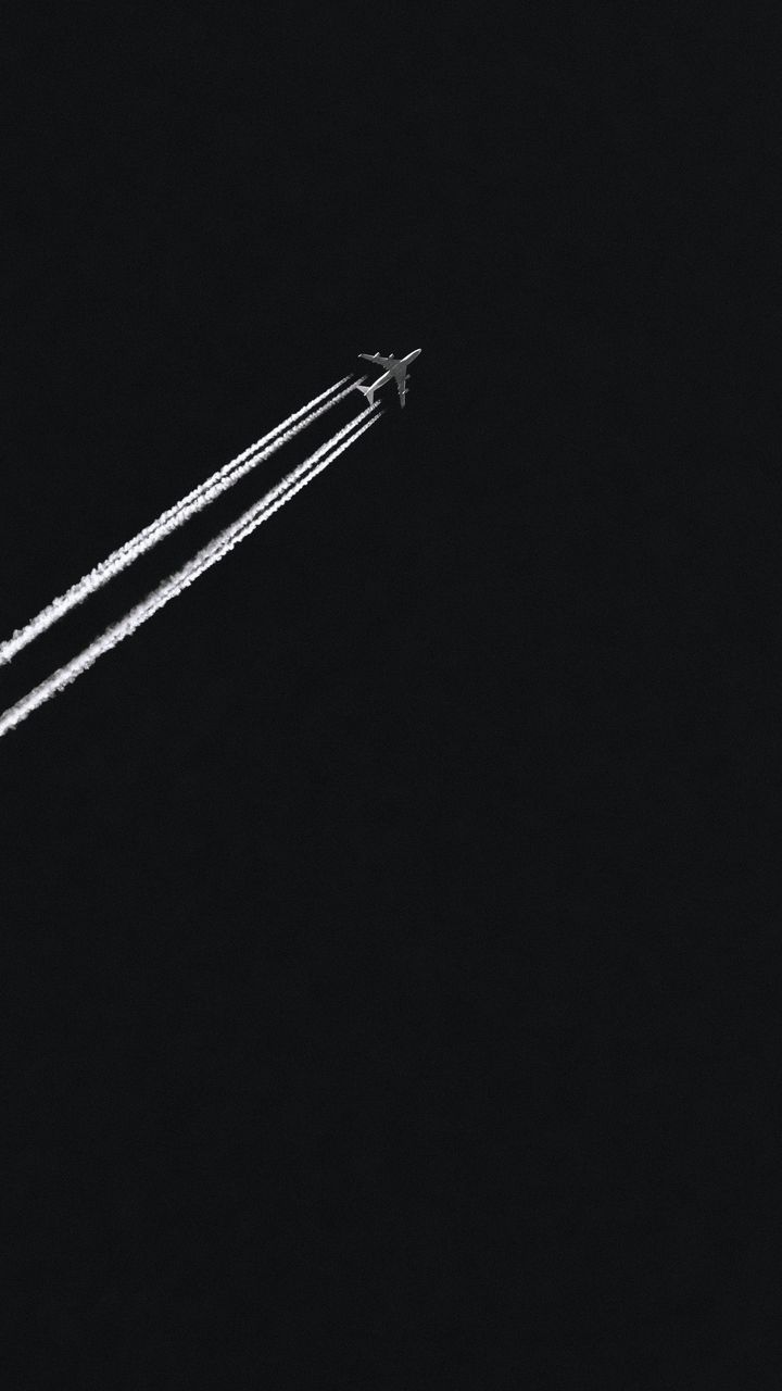 720x1280 Wallpaper airplane, track, dark, sky