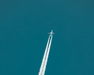 Preview wallpaper airplane, trail, jet stream, sky
