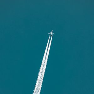Preview wallpaper airplane, trail, jet stream, sky