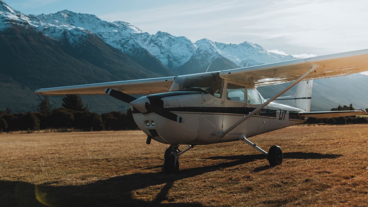 Wallpaper airplane, transport, metal, mountains, snowy