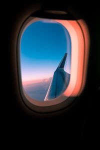 Preview wallpaper airplane, window, porthole, wing, view