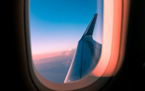 Preview wallpaper airplane, window, porthole, wing, view