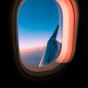 Preview wallpaper airplane, window, porthole, wing, view