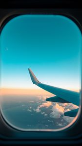 Preview wallpaper airplane, window, porthole, wing, clouds, view