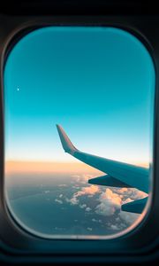 Preview wallpaper airplane, window, porthole, wing, clouds, view