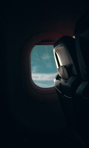 Preview wallpaper airplane, window, porthole, dark
