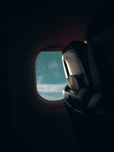 Preview wallpaper airplane, window, porthole, dark