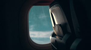 Preview wallpaper airplane, window, porthole, dark