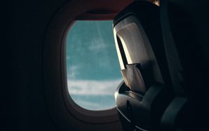 Preview wallpaper airplane, window, porthole, dark