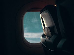 Preview wallpaper airplane, window, porthole, dark