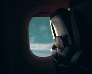 Preview wallpaper airplane, window, porthole, dark