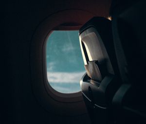 Preview wallpaper airplane, window, porthole, dark